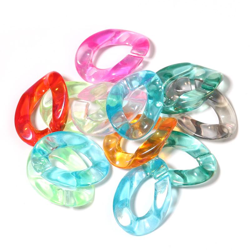 20pcs Ins Retro Rainbow Buckle Acrylic Long Chain Beads For Men Women Curb Cuban Link Jewelry Making DIY Bracelet Necklace