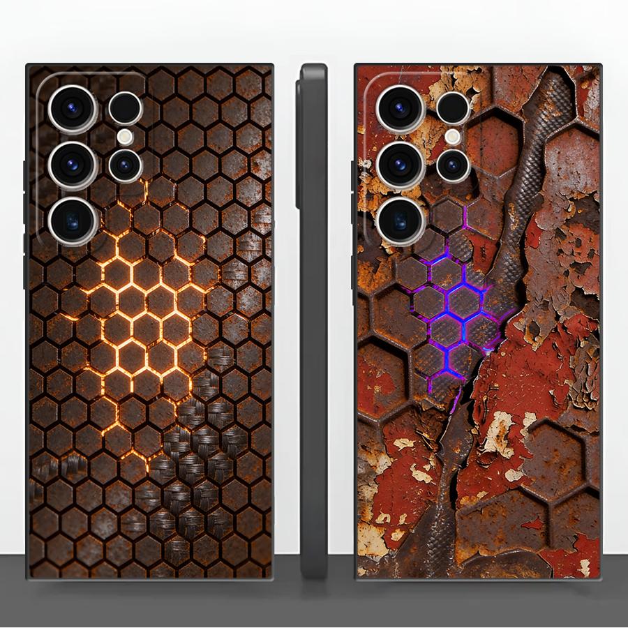 Чехол для Samsung Galaxy S26 Note 20 Ultra 8 9 10 S24 Plus S23 S25 Ultra S21 FE S20 S10 S9 Funda Чехол для телефона Нержавеющая сталь Углерод