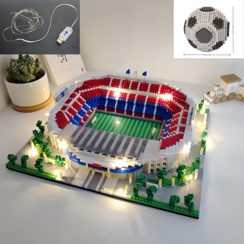 Knew Built Madrid Soccer Stadium with Soccer Ball Micro Blocks Building Toys Experience the Joy of Footballive Good Deco Gift