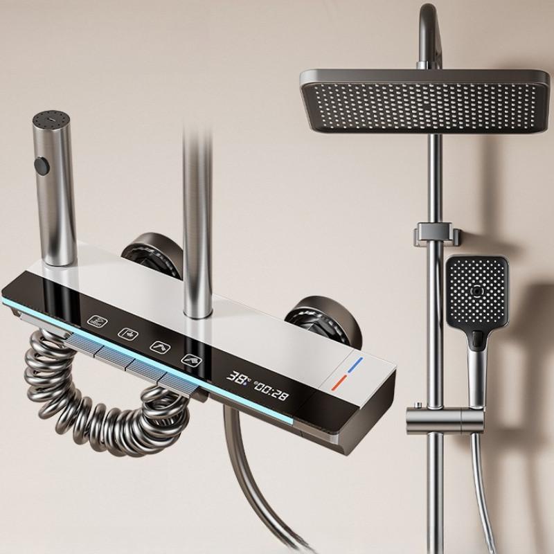 Душевой набор 4 в 1 из нержавеющей стали, в виде клавиш пианино, система душа с умным контролем температуры, бытовой душевой набор для ванной комнаты
