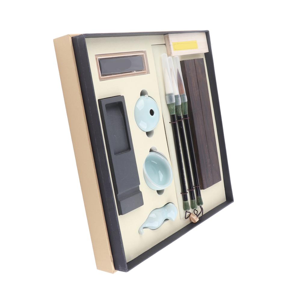 Набор для практики китайской каллиграфии, 4 сокровища для изучения, кисть, ручка, чернила, бумага, чернильный камень для подарка