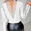 Women Sexy Lace Backless Shirts Tops Ladies Long Sleeve Buttons OL Office Blouse