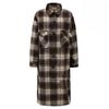 Women's Casual Plaid Coat Extended Shoulder Sleeve Pocket Shirt Jacket