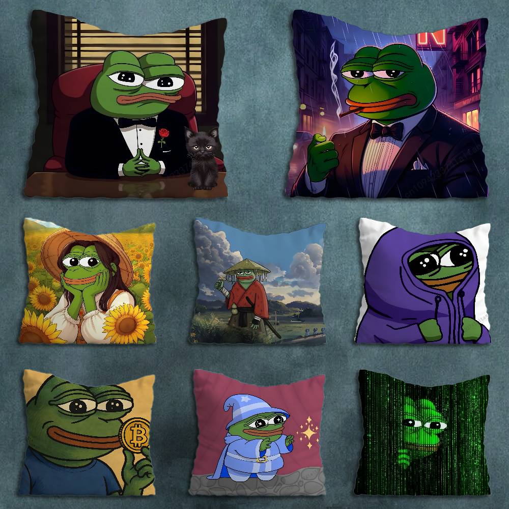 Frog Art PPepe Cartoon Pillow Case For 30x30cm45x45cm55x55cm For Home Bedroom Decoration And Protector