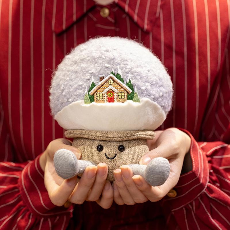 Kawaii Christmas Plush Toy Set Tree Snow Globe Stuffed Dolls Soft Xmas Decor Cuddly Plushies Cartoon Gift For Girl
