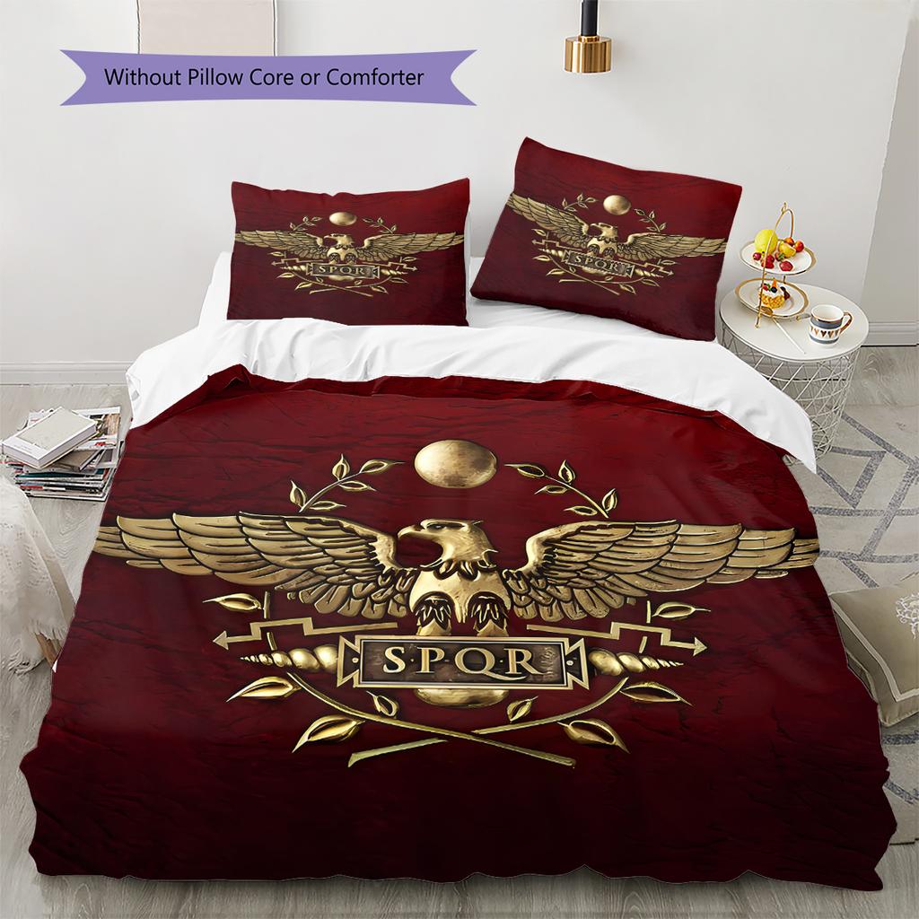 Roman SPQR Pattern Bedding,Quilt Set Quilt Cover Pillowcase Home Birthday Gift (1 * duvet cover + 2 * pillowcase, without core)