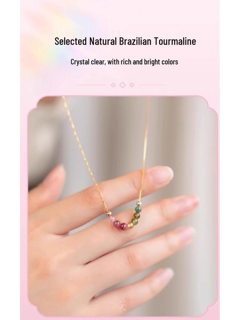 Ожерелье на ключицу из турмалина - Легкая роскошь, Не выцветающее, Простое высококлассное дофаминовое колье для женщин