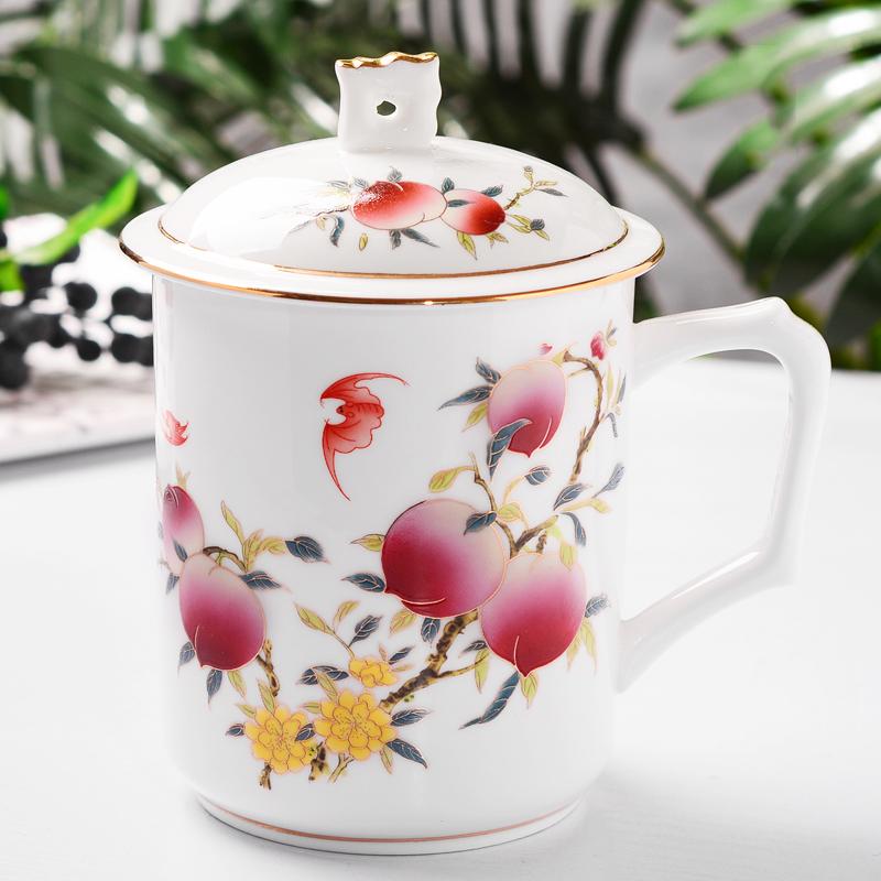 Luxury Pomegranate Mug Cup Superior Quality Fine Bone China Porcelain Mugs White 16oz 500Ml With Lid Ceramic Mug Espresso Garden