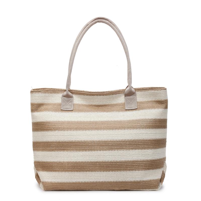 Сумка через плечо Полосатая Контрастная Плетеная Сумка Большая Вместимость Соломенная Сумка-Тоут