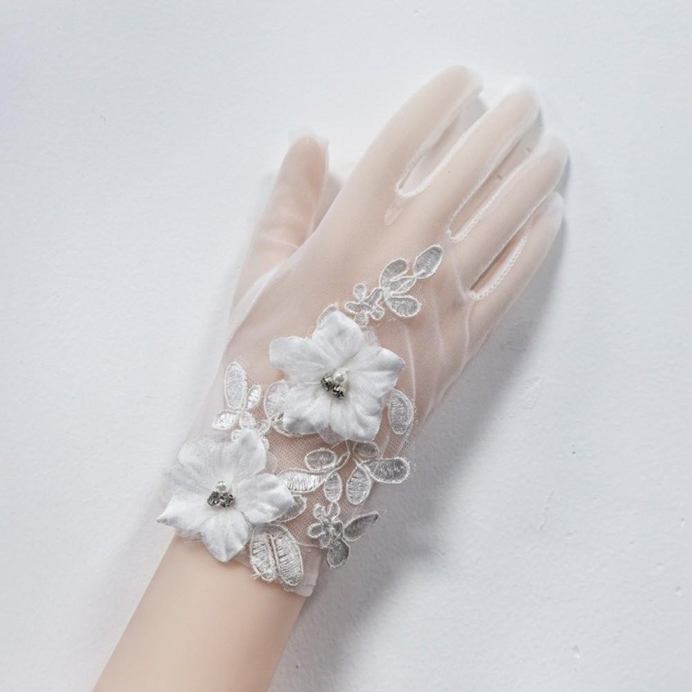 1Pairs Breathable Wedding Bridal Gloves Mesh Tulle Gloves New Bridal Gown Mittens Party Dress