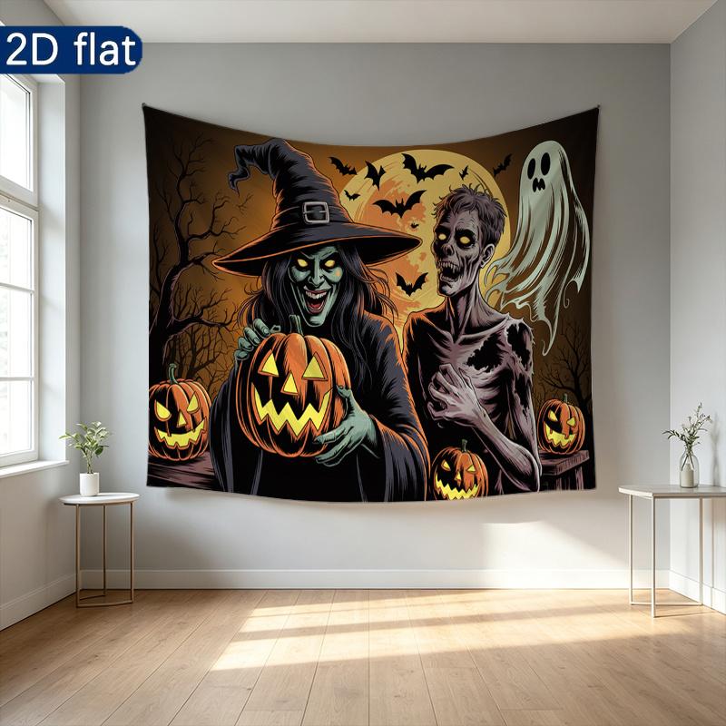 Party Backdrop Halloween Flat Witch Skeleton Pumpkin Witches Pumpkins Ghosts Parties Event Backdrop Decoration Front Door Decor