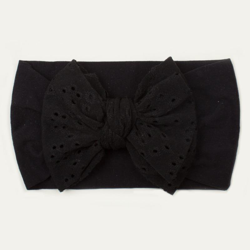 Spring thin baby bow nylon hair accessories, children's soft and comfortable solid color headscarf, baby headband