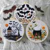 Halloween Gothic Embroidery Starter Kit Material Package Bat Skull Hat Bowl Cross Stitch Kit Beginners Embroidery Lovers Gift