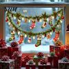 Reusable Christmas Decorations Window Static Sticker, Rattan And Socks Pattern Removable PVC Non Adhesive Film Decal, Electrostatic Glass Cling