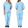2 Pieces Outfits Summer Thin Solid Tops+Loose Pants Short Sleeve Quick Dry Nurse Suit V-neck Nursing Working
