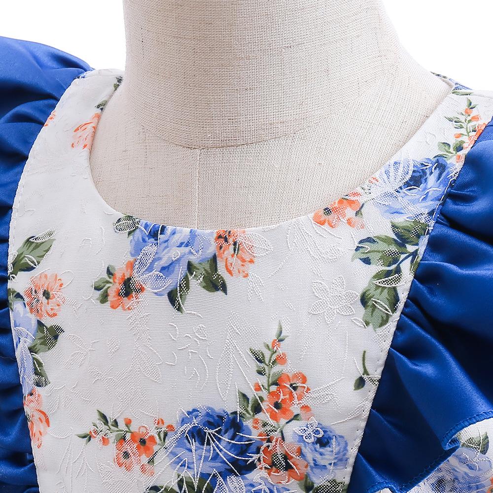 Платье с цветочным узором для девочек от 3 до 10 лет, летнее бальное платье с бантом, одежда, детские платья принцессы, детская нарядная одежда