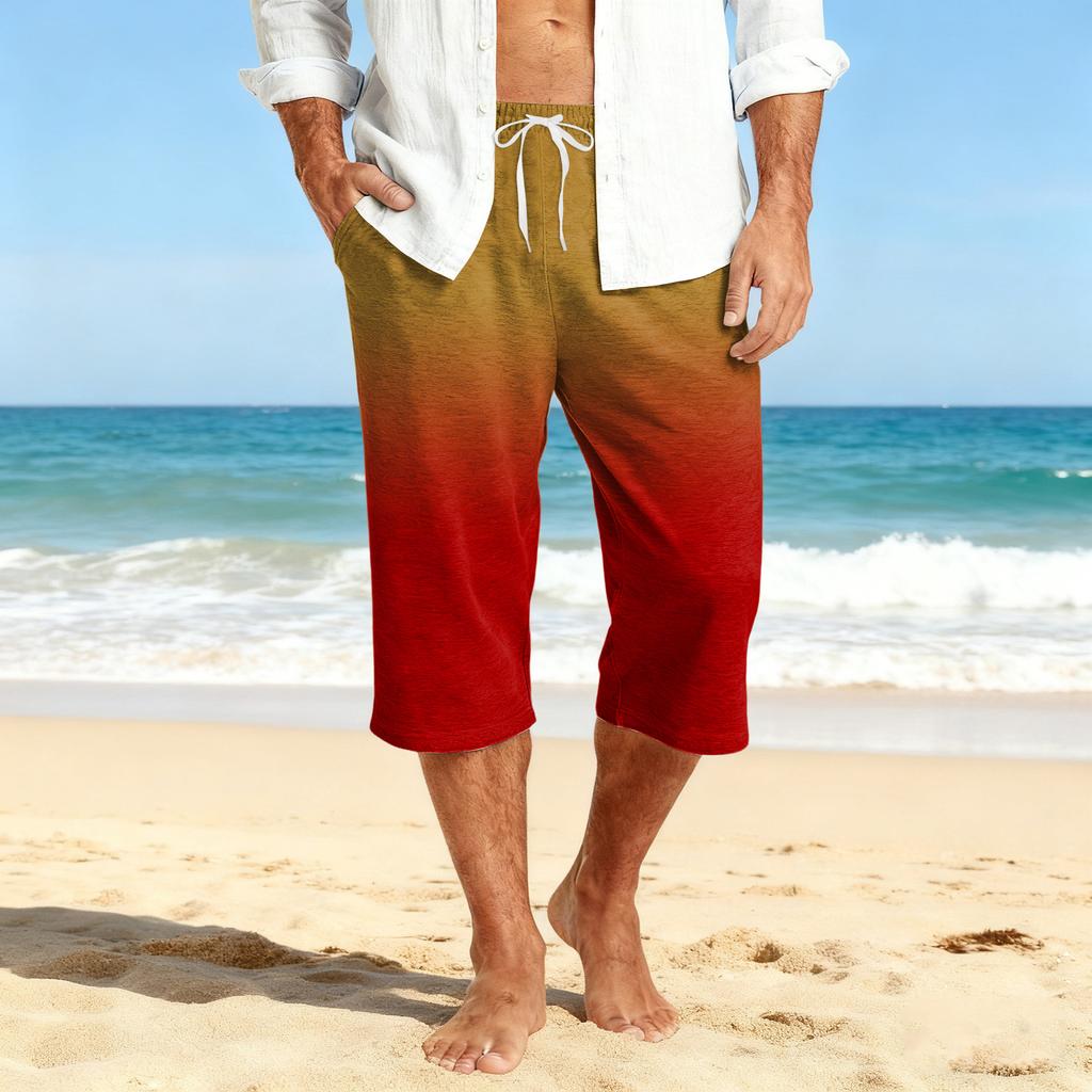 Men's Casual Drawstring Cropped Shorts