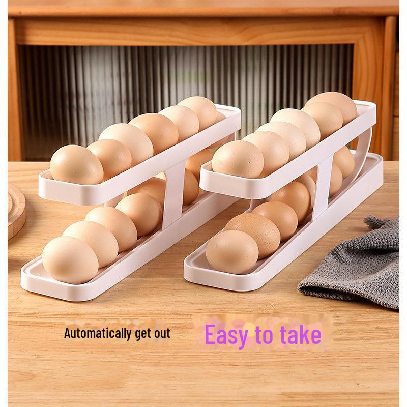 Компактный двухслойный автоматический держатель для яиц на дверь холодильника