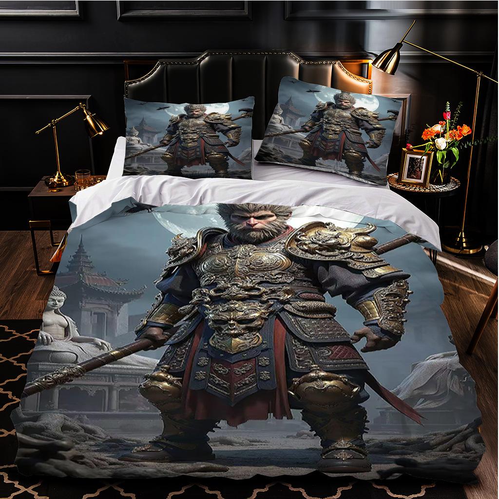 Постельное белье серии Black Myth Wukong, трехсекционное, домашний текстиль, 3D-цифровая печать