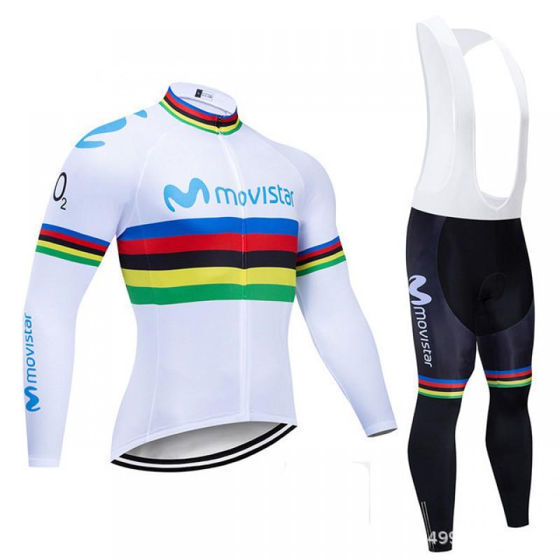 Men Women Cycling Long Sleeve Jersey Bib Shorts Set Winter Thermal Riding Outfit Mountain Bike Road