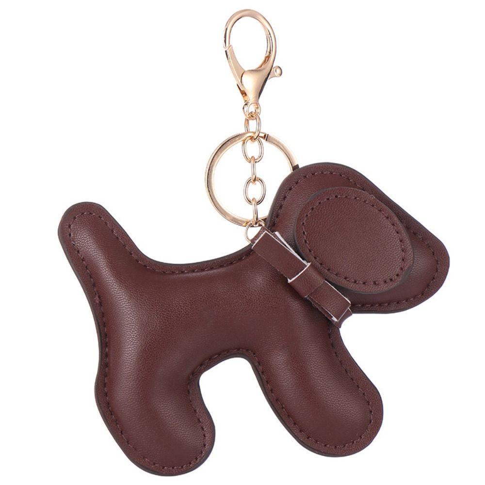 Cute Puppy Puppy Keychain PU Leather Car Key Ring Chain Cute PU Dog Keychain Bag Ornament