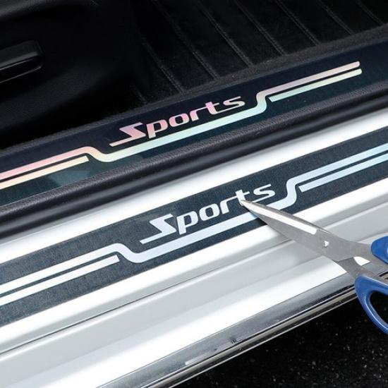 4pcs Laser Car Door Plate Sill Scuff Cover Anti Scratch Sticker Trim Accessories
