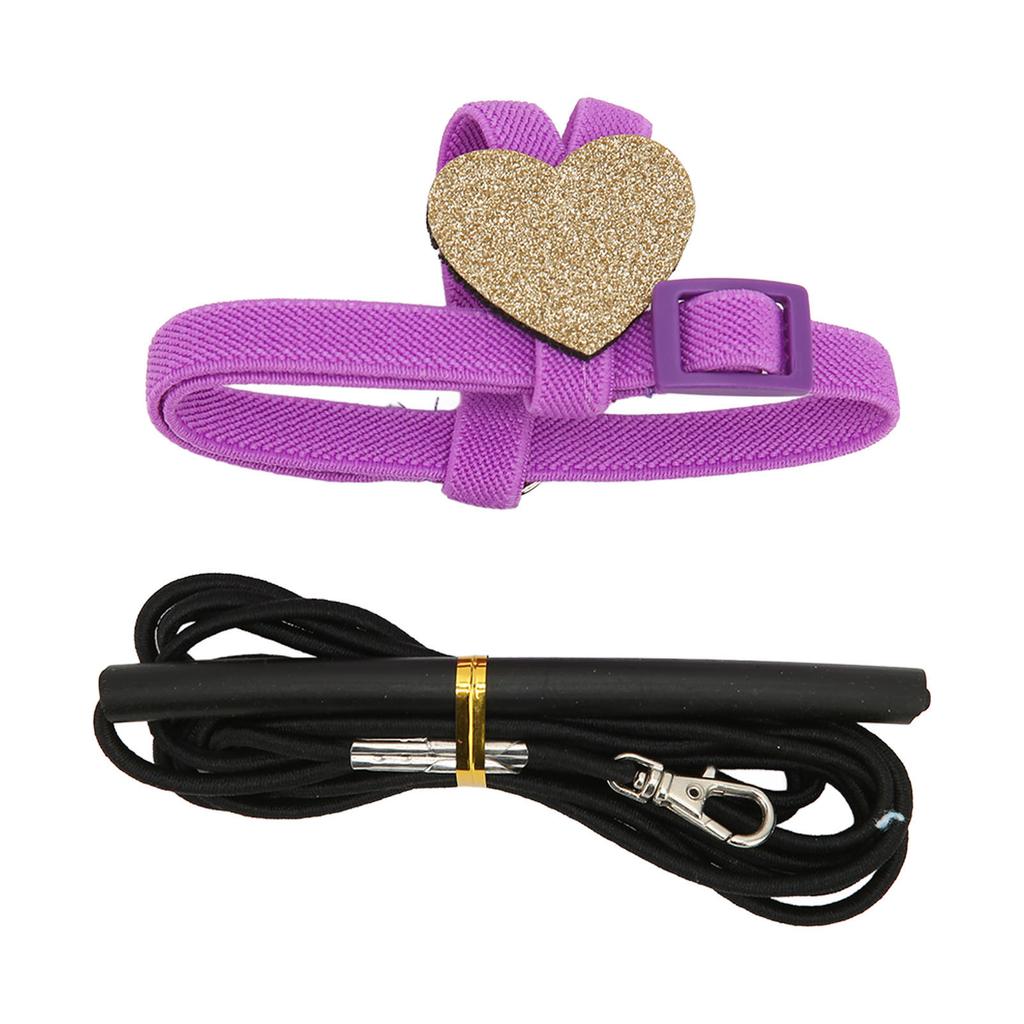 Pet Bird Harness Leash Elastic Adjustable Lightweight Parrot Flying Leash Straps with Cute Heart Purple