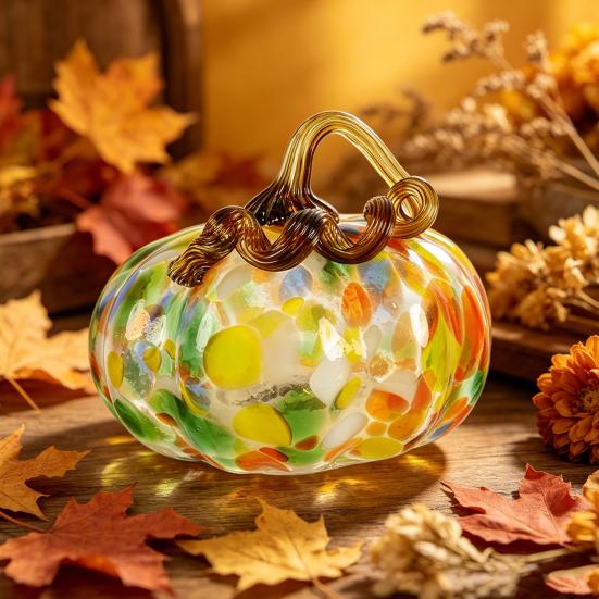 Мини-украшение из выдувного стекла в виде тыквы Коллекционное Thanksgiving Halloween Искусственный хрусталь Тыква Подвесное