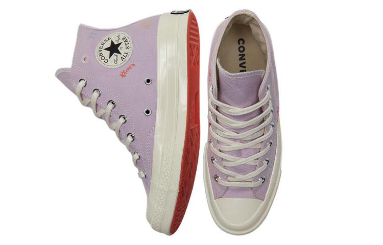Кеды Chuck 70 Wmns Converse High 'Вышитый цветочный принт - Бледный аметист' Женские A01584C