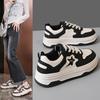 Little White Shoes Women's New Spring and Autumn Thick Baseplate Shoes Versatile Black and White Stars Panda Shoes Tide