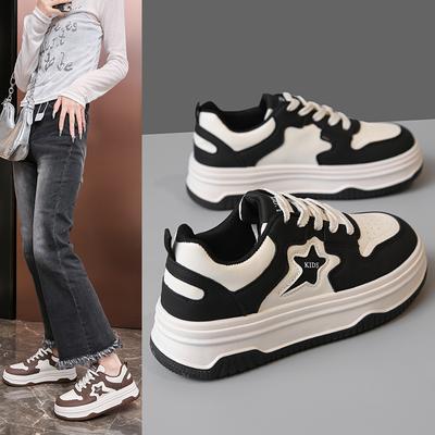 Маленькие белые туфли женские новые весенне-осенние туфли на толстой подошве универсальные черно-белые звезды туфли панда прилив