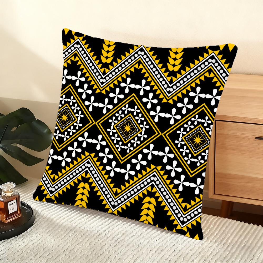 Samoan Tribe Samoa Totem Cushion Cover Soft Short Plush Pillow Cover Smooth Cozy Texture Aesthetic Cushion Case Home Decor