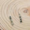 Moss Agate 925 Silver Threader Earrings, Natural Gemstone Women Handmade Fringe Earrings