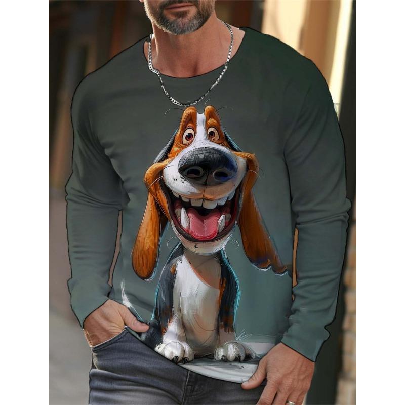 Модная мужская футболка с 3D-принтом с рисунком животного тигра волка, осенняя новинка, мужская футболка с длинными рукавами, повседневный пуловер оверсайз, топы