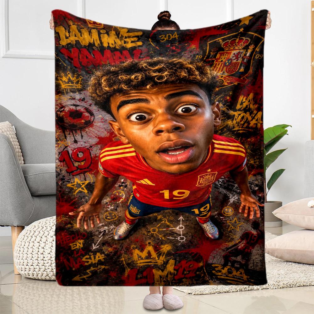 Lamine Yamal's Soccer Legend Blanket Soft & Cozy Great for Couch Livingroom Office for All Seasons Warmthful Decor Birthday Christmas Gift Blanket