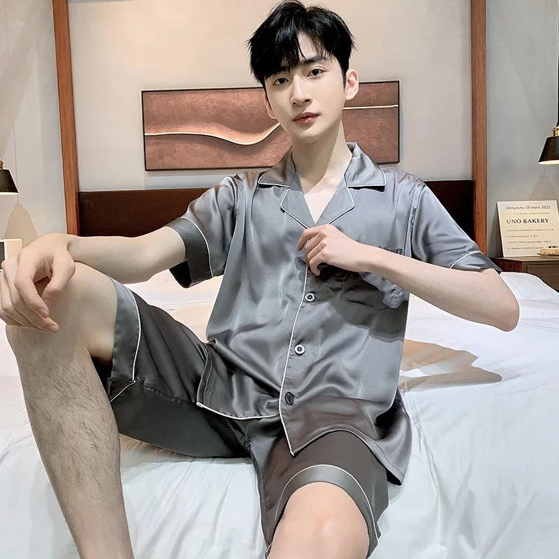 Летние мужские пижамы с рисунком из мультфильмов, повседневные короткие топы, короткие штаны, комплекты пижам, кардиганы, мужская одежда для сна, пижамы, домашняя одежда, мода