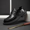 Осенняя мужская обувь кожаная круглый носок дышащая ретро британский стиль повседневная кожаная обувь деловая на шнуровке платформа тренд одинарная обувь мужчины
