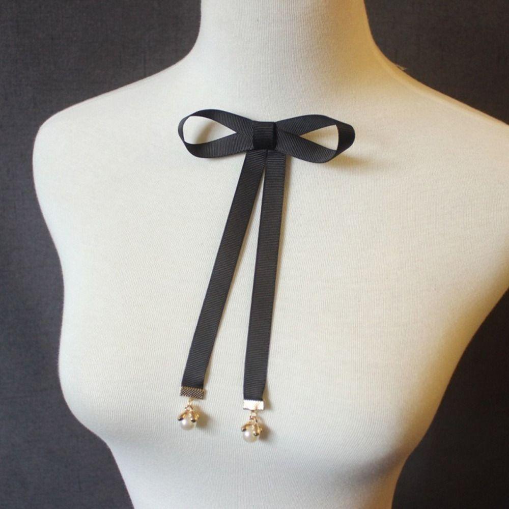 College Style Ribbon Bow Tie Black Bowknot New Collar Flower  For Women Girls
