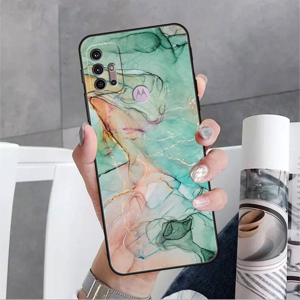 Роскошный мягкий чехол с мраморным узором для Motorola G60 G30 Edge 20 30 G22 G9 Play G52 G8 G9 Power G50 One Fusion, черный чехол для телефона