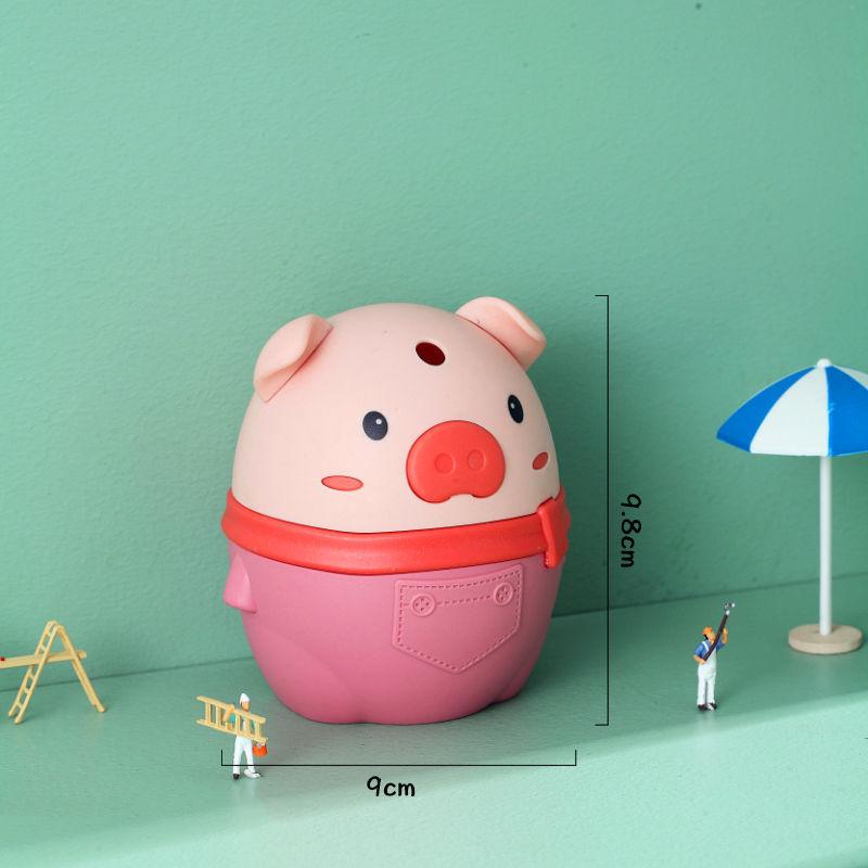 Cartoon piggy toothpick box automatically pops up creative plastic cute home living room commercial press toothpick holder
