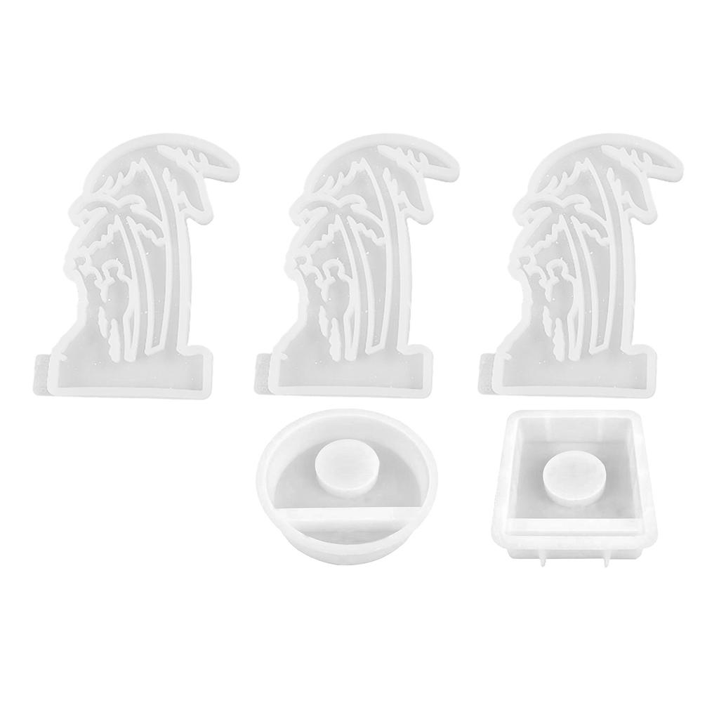 Two Coconut Tree Candlestick Molds Candle Holder Silicone Molds Combination Casting Moulds Decorations Plaster Molds