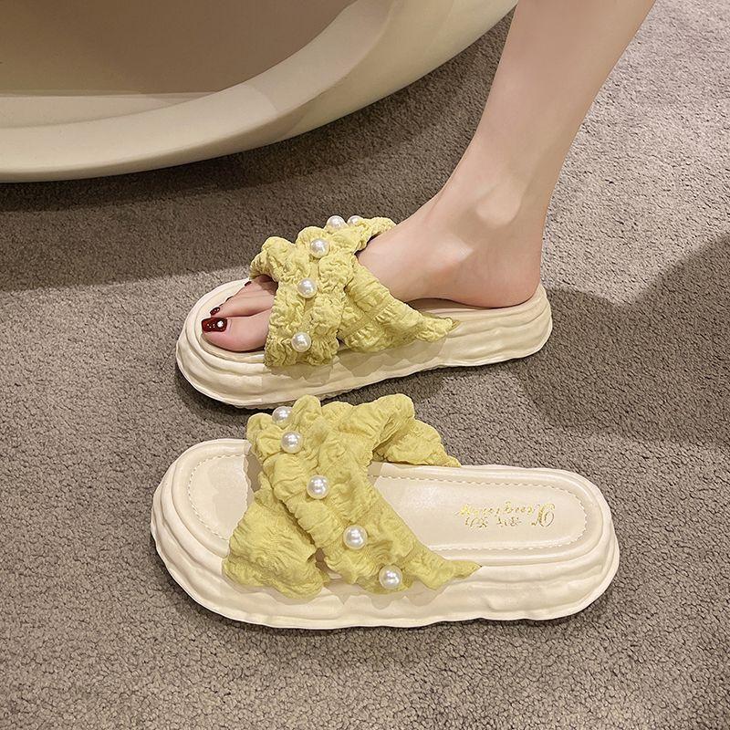 Модные пляжные туфли Домашние тапочки Тапочки на платформе Женские шлепанцы Сабо Натуральная кожа 2025 Женская обувь из натуральной кожи Женские тапочки