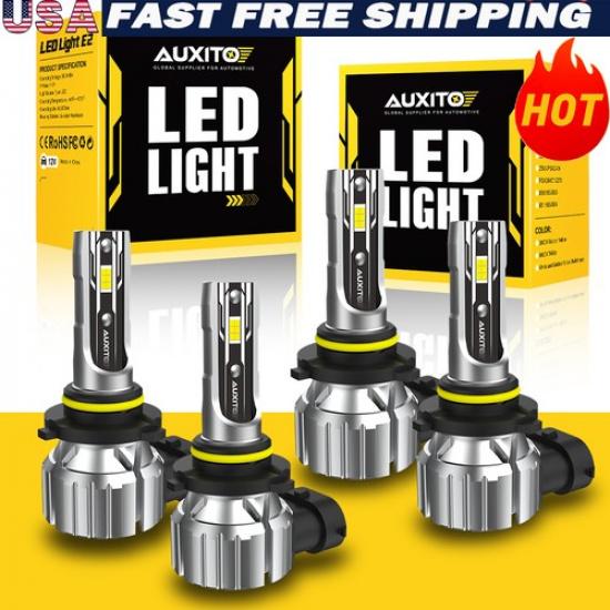 AUXITO 9006 LED 9005 Set Headlight Bright Super White Beam High/Low Bulbs Canbus