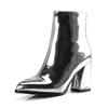 Silver Black Sexy Ankle Boots for Women High Heels Boots Ladies Spring Shoes Woman Gold Bottines Pour Les Femmes Erf567