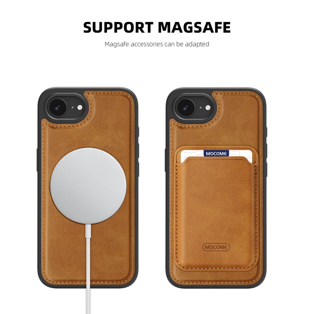 For iPhone 16e Magnetic Case with Detachable Card Holder TPU+PU Leather Phone Back Cover
