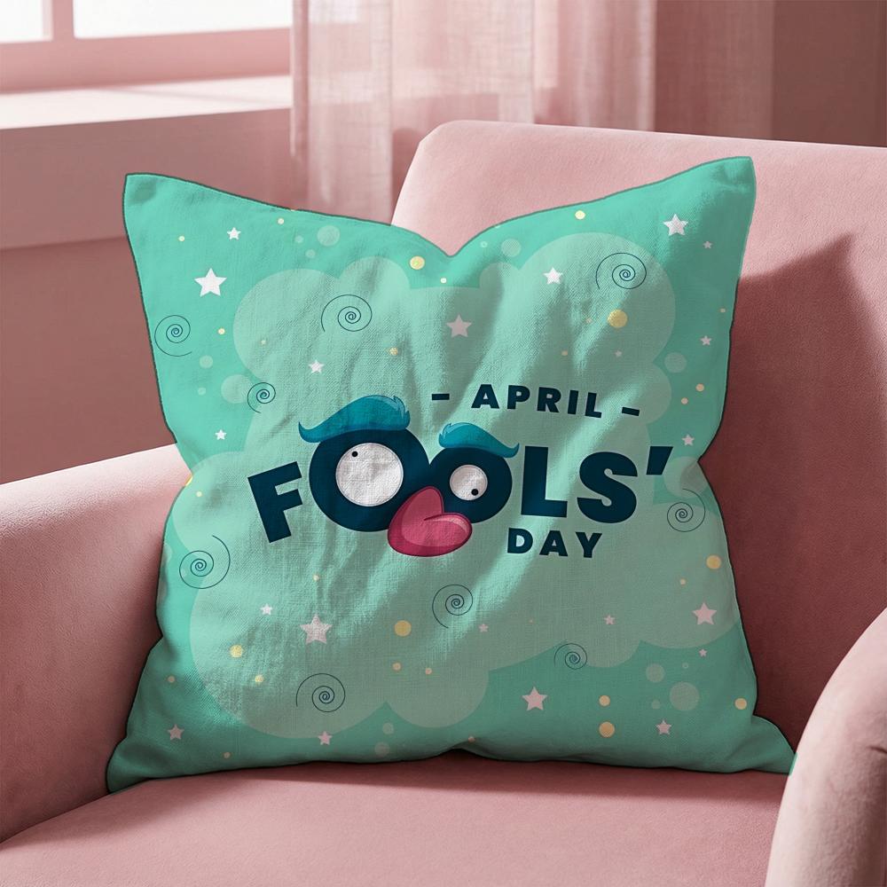 Holiday April Fools Day Cushion Cover MultiScene Pillow Cover for Home Car Reversible Soft Durable for Daily Use