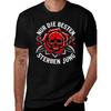Men'S German Text And Skull Rose Graphic T-Shirt - "Die Besten Sind Unter Dir (Best Are You)" Red And Print, Loose Fit Round Neck Casual Summer Tee,