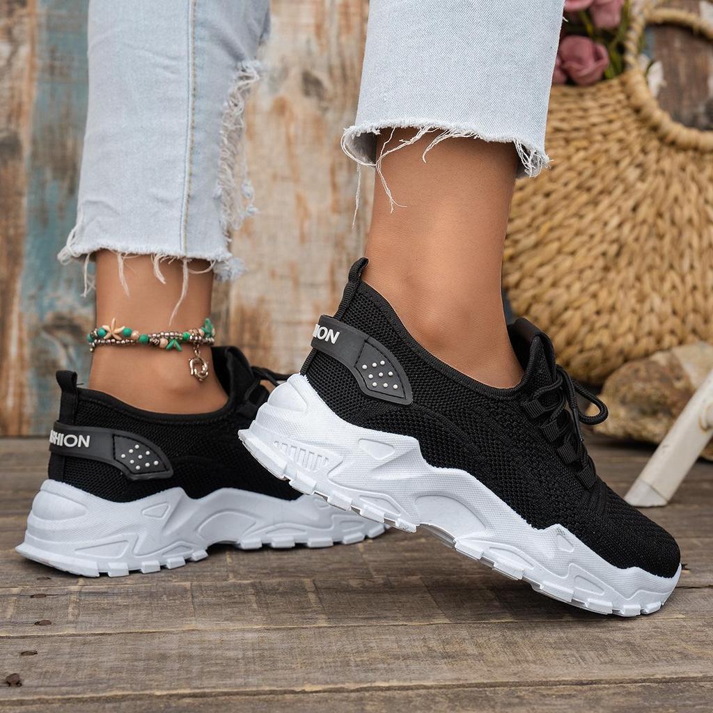 Women’s Versatile Breathable Flyknit Dad Shoes 2025 - New Style Casual Season Sneakers (Size 43)