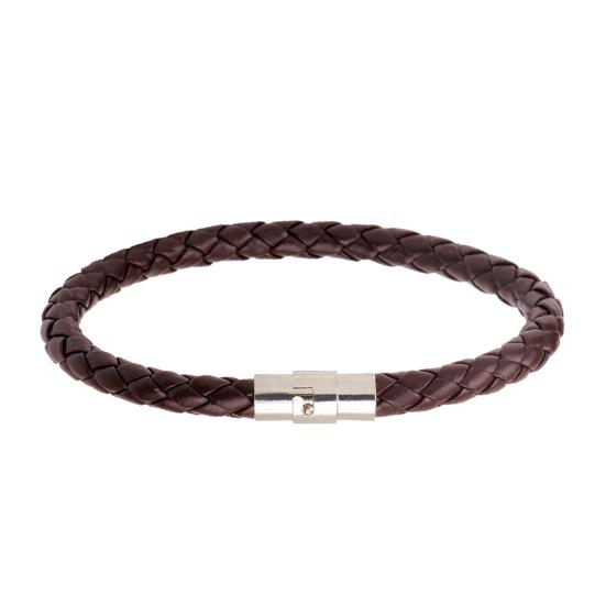 Bracelet Braided with Magnetic Buckle Faux Leather Versatile Men Hand Chain for Anniversary