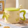 Office Home Breakfast Milk Mug Afternoon Tea Three-dimensional Relief Butterfly Cup Irregular Ceramic Coffee Cup